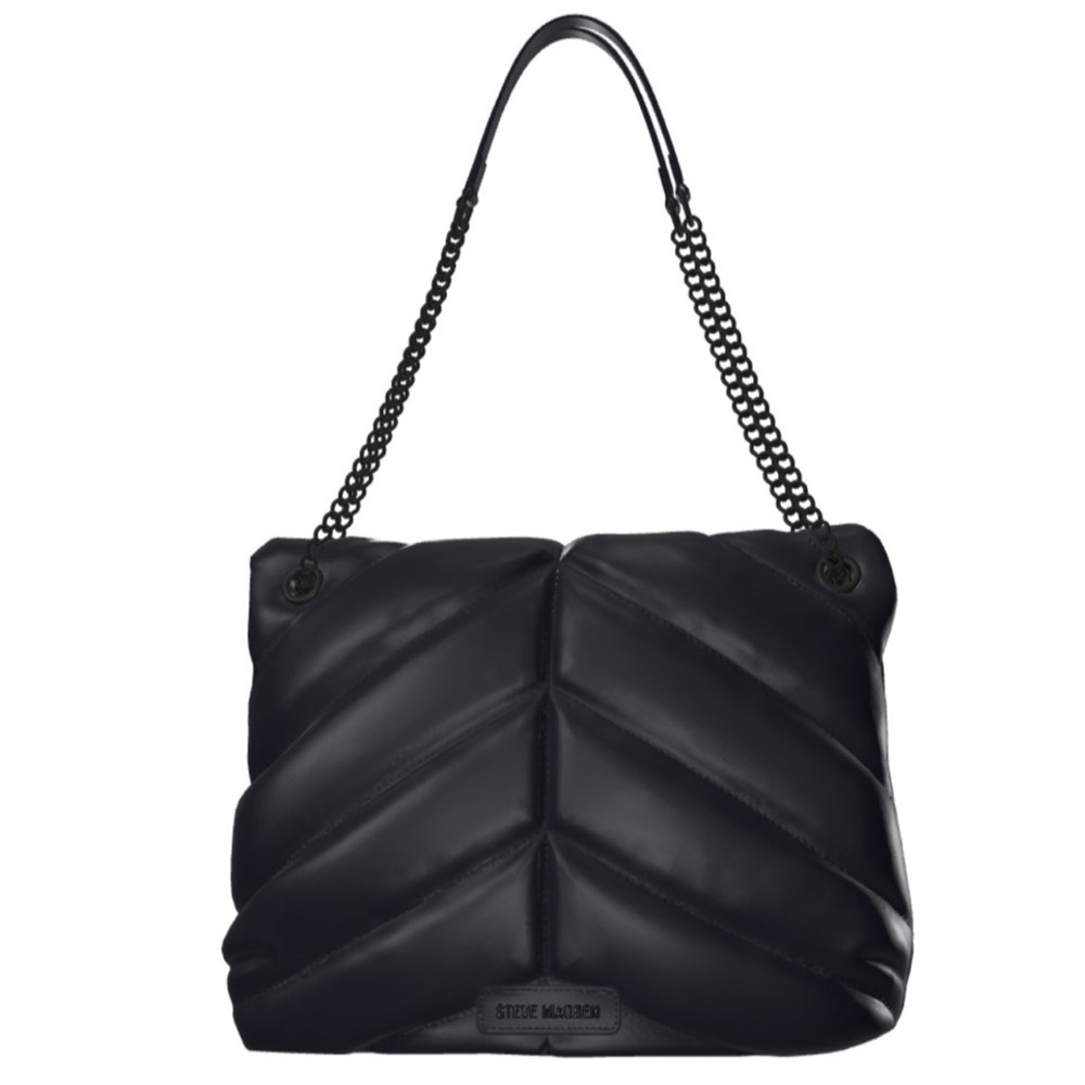 Steve Madden BBritta Black Puffy Bag with Black Chain - Picture 3 of 9